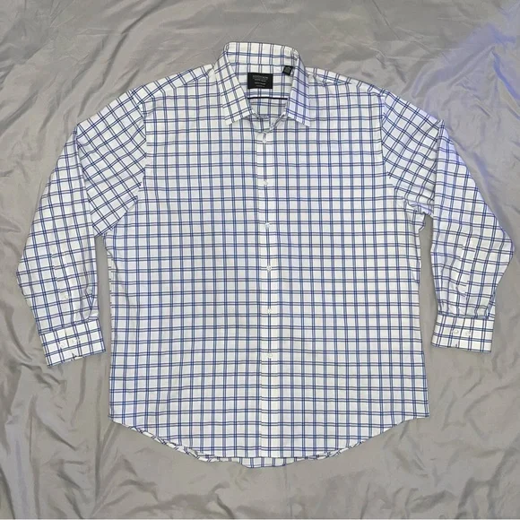 dress shirt size 17 32 33 Van Heusen Mens Dress Shirt Size 17 32-33 Button Up Long Sleeve Blue Oxford